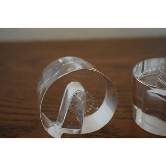 Art Deco Val st Lambert Crystal Candle Holder Set of 2 Belgian Signed 1980's - Picture 8 of 9